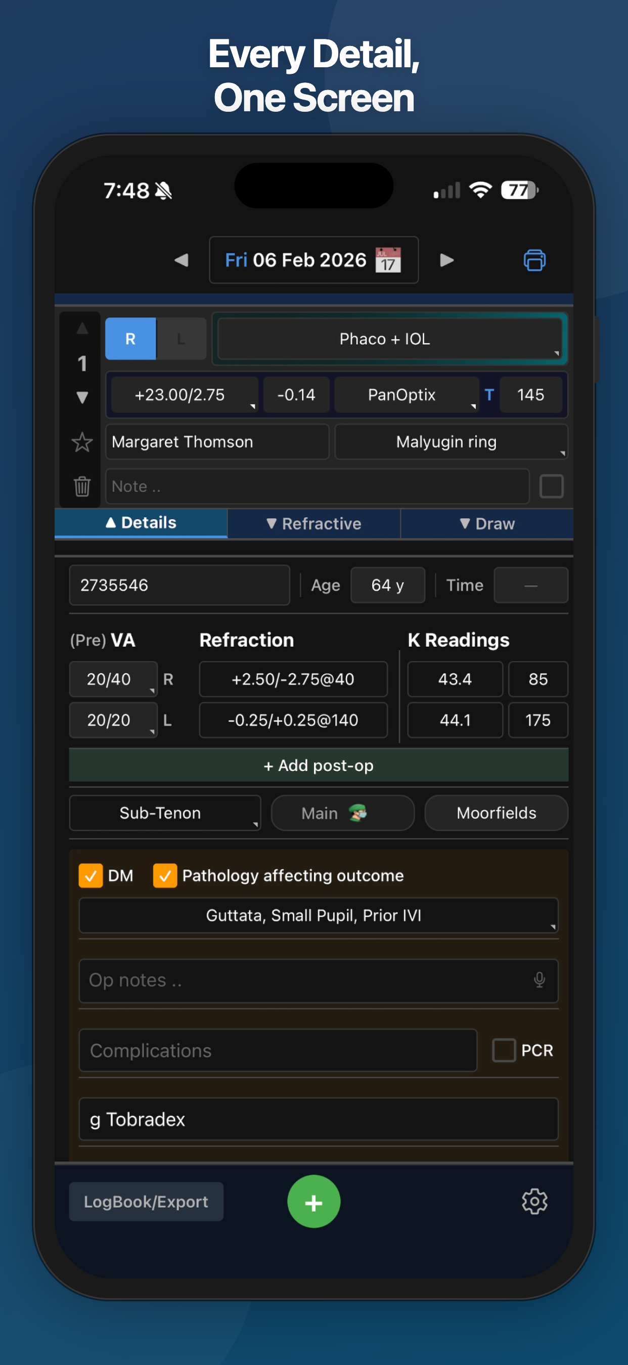 EyeList case details screenshot