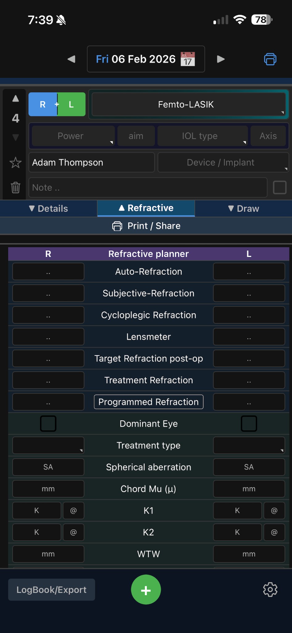 Refractive planner